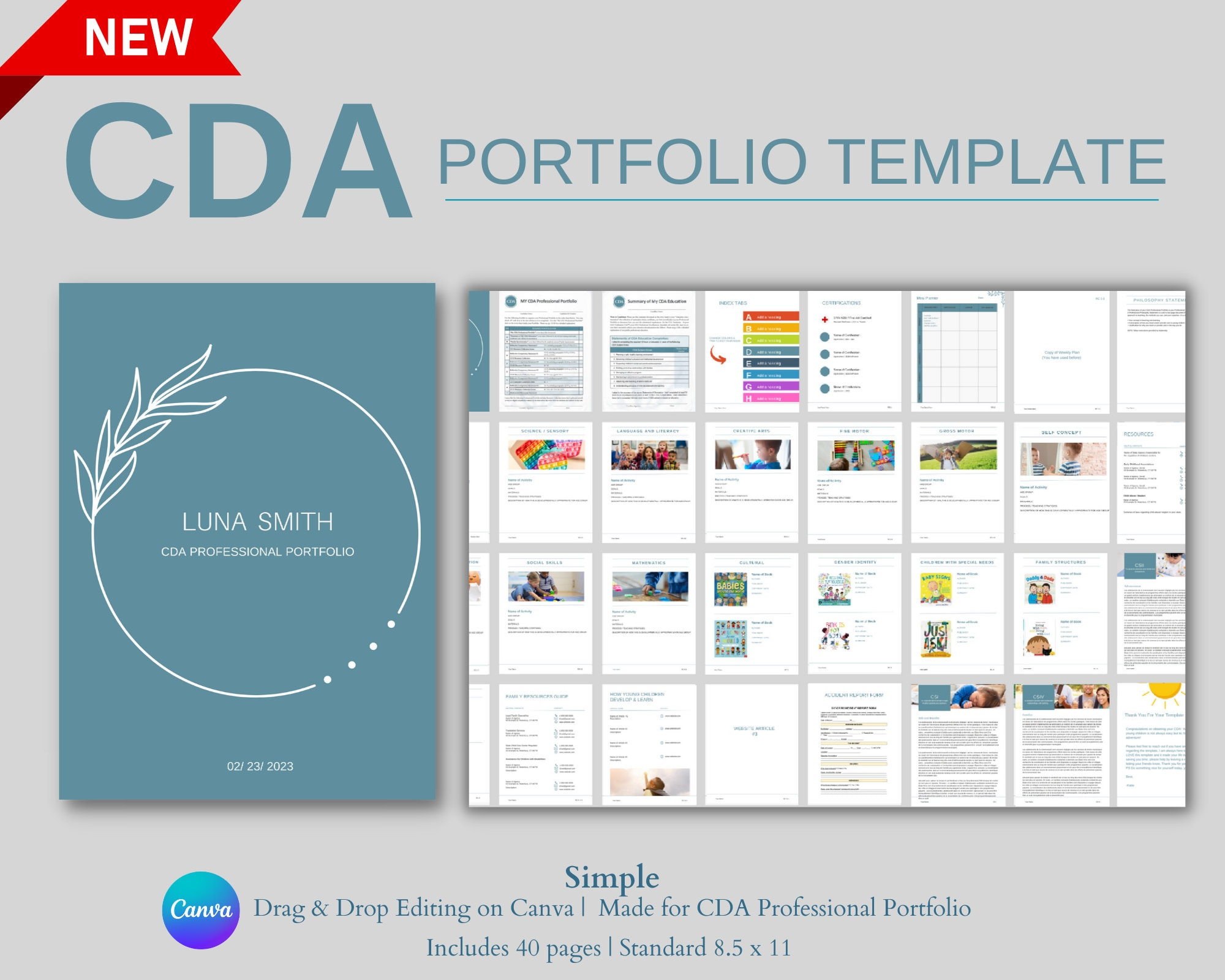 Cda Portfolio Template, Cda Portfolio, Teaching Portfolio, Early within Free Printable Teacher Cda Portfolio Cover Template