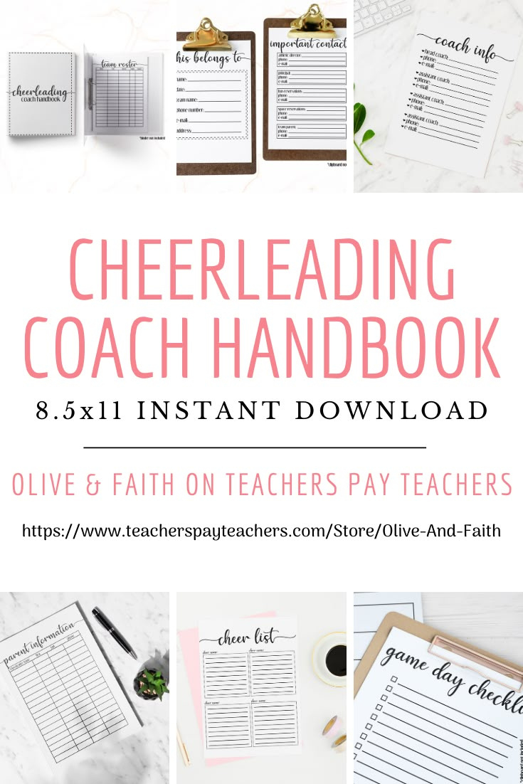 Cheerleading Coach Handbook | Printable | 8.5X11 | Instant Download pertaining to Free Cheer Coach Printables