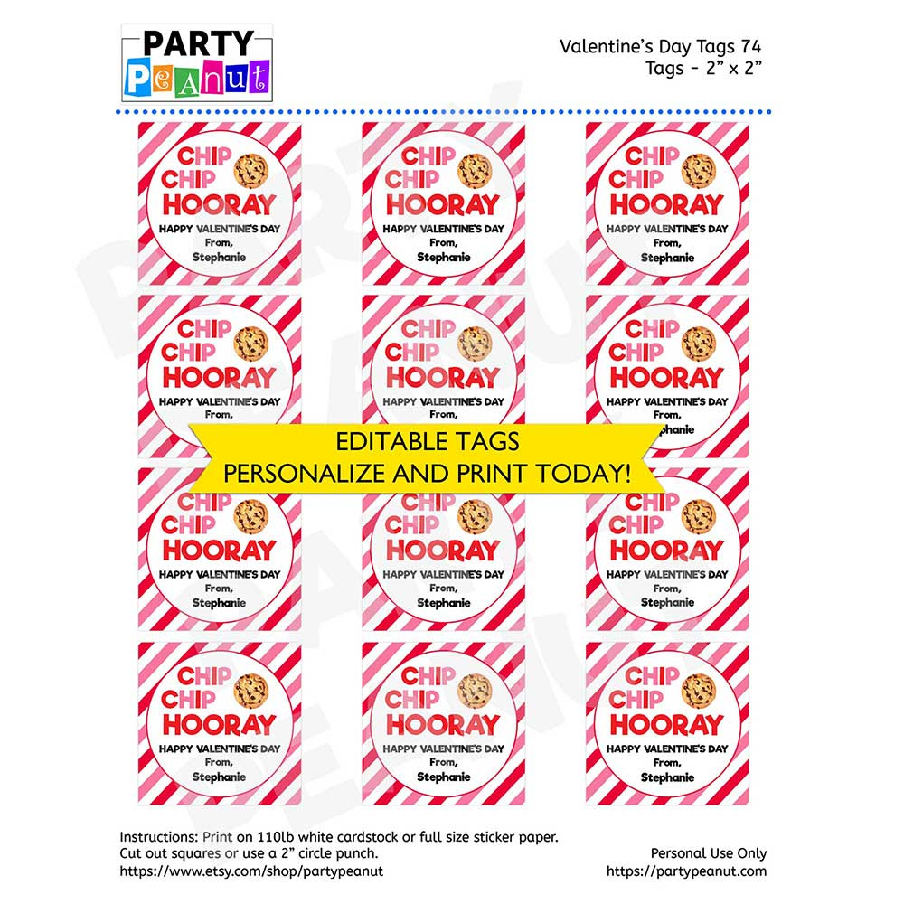 Chip Chip Hooray Valentines Day Gift Tags - Party Peanut throughout Chip Chip Hooray Valentine Free Printable
