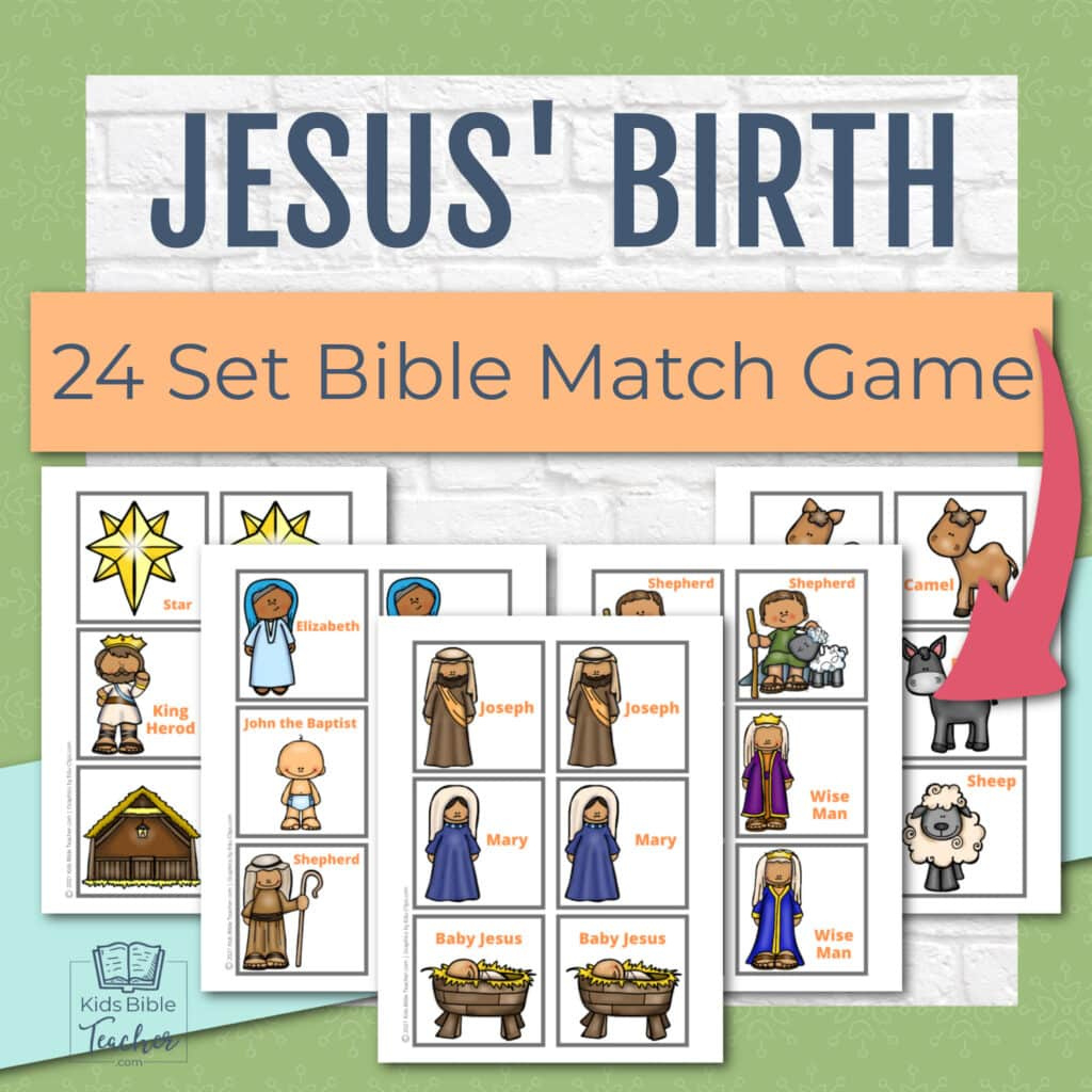 Christmas Bible Matching Game With Cards - Nativity Memory Game in Bible Matching Game Printable