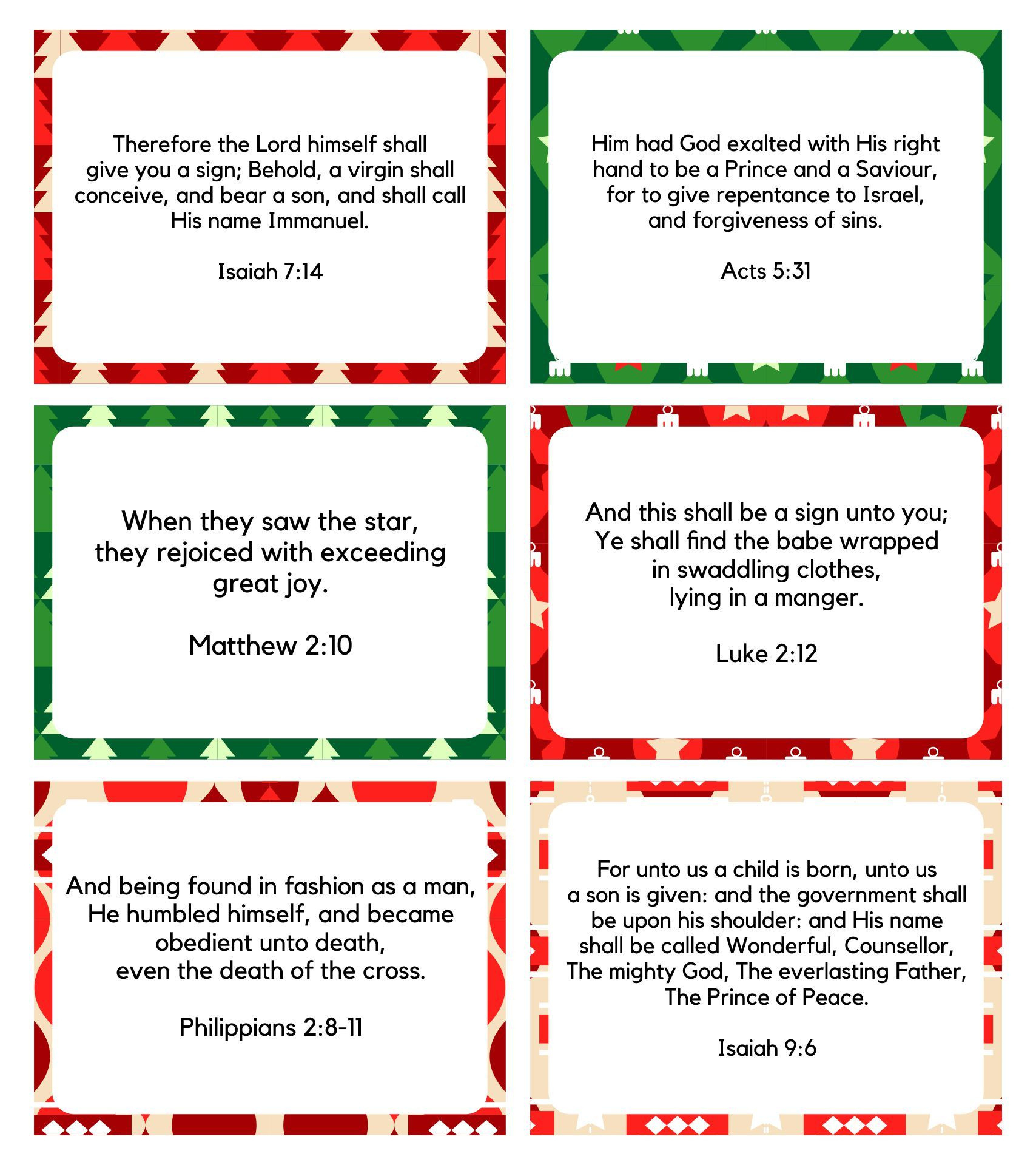 Christmas Bible Verses - 15 Free Pdf Printables | Printablee pertaining to Free Christmas Bible Verse Printables