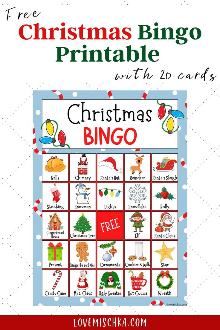 Christmas Bingo Printable Free 20 Cards regarding Printable Christmas Bingo Cards For 20