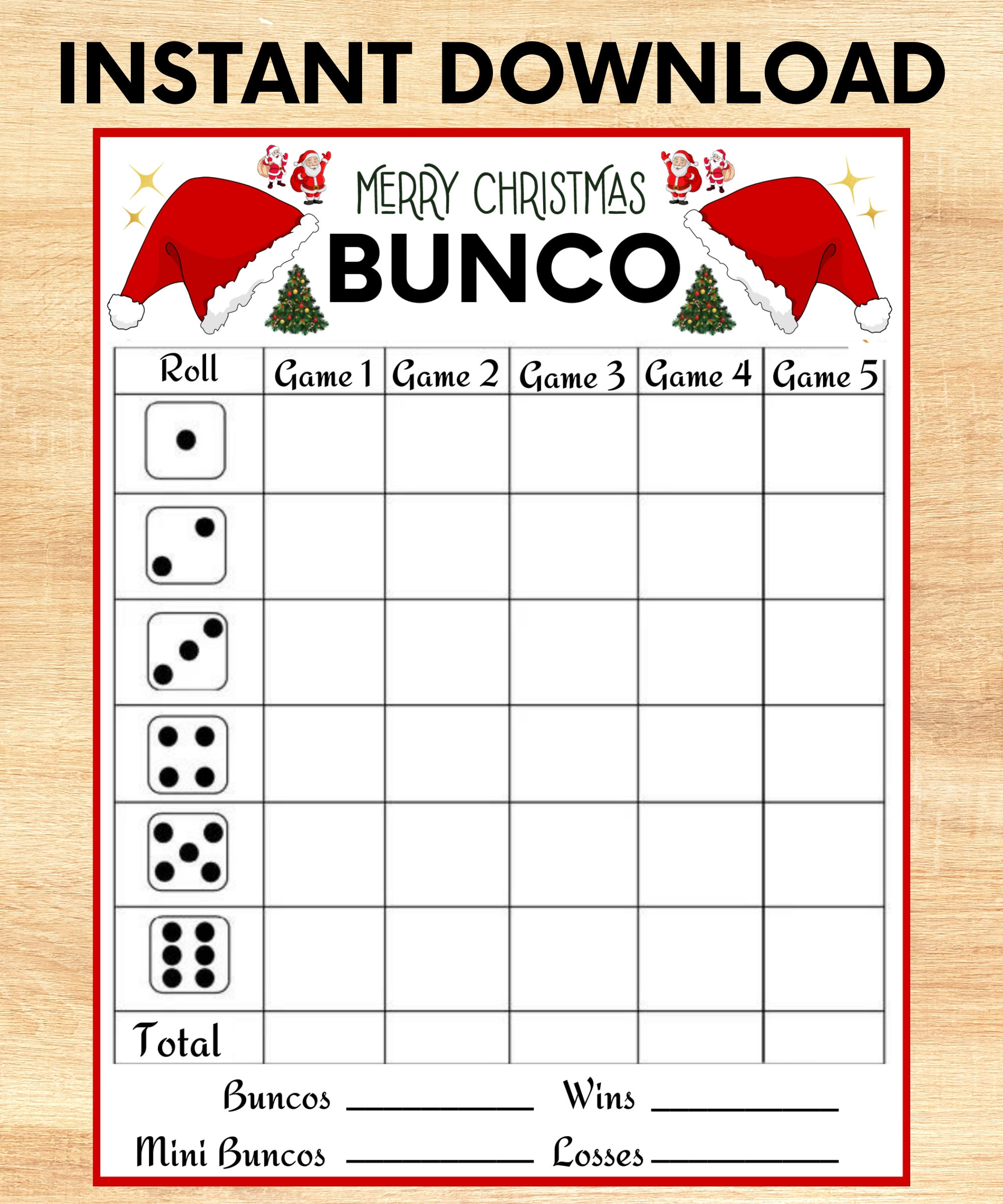 Christmas Bunco Game Printable Bunco Cards Score Card Tally Sheet throughout Free Printable Christmas Bunco Score Sheets