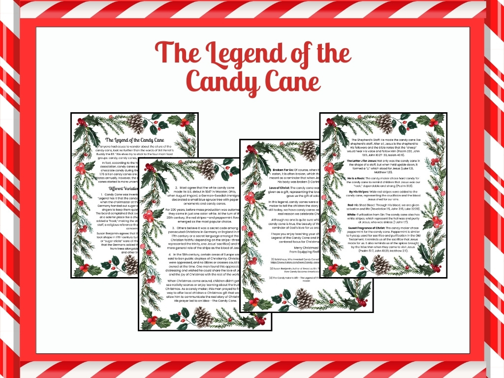 Christmas Candy Cane Craft/Printables throughout Legend of the Candy Cane Free Printables