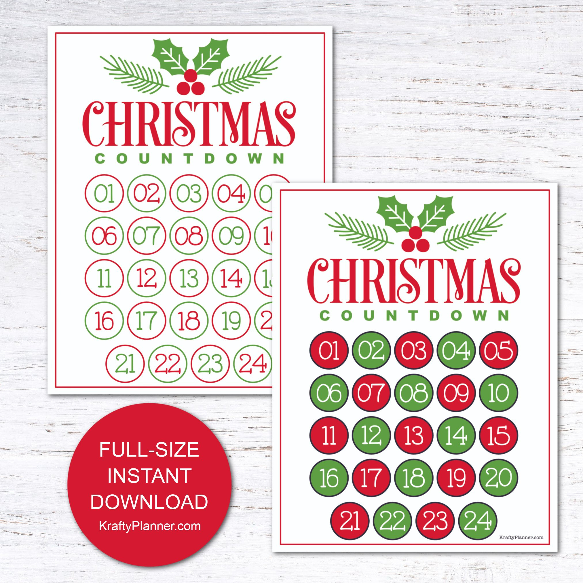 Christmas Countdown Advent Calendar {Free Printable} — Krafty Planner regarding Free Christmas Countdown Calendar Printable
