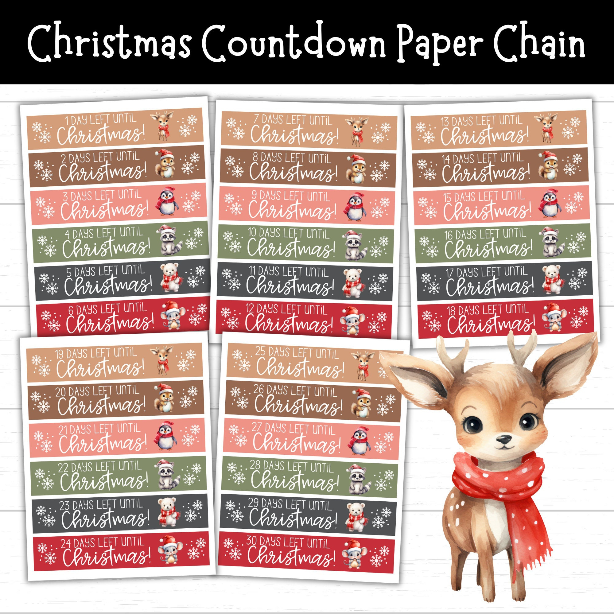 Christmas Countdown Paper Chain, 30 Day Christmas Countdown inside Christmas Countdown Chain Printable