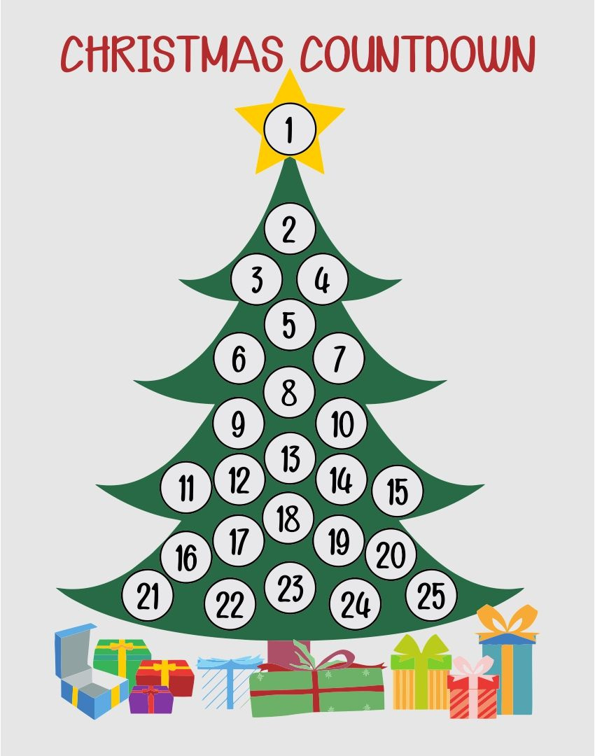 Christmas Countdown Tree - 14 Free Pdf Printables | Printablee regarding Christmas Tree Countdown Printable