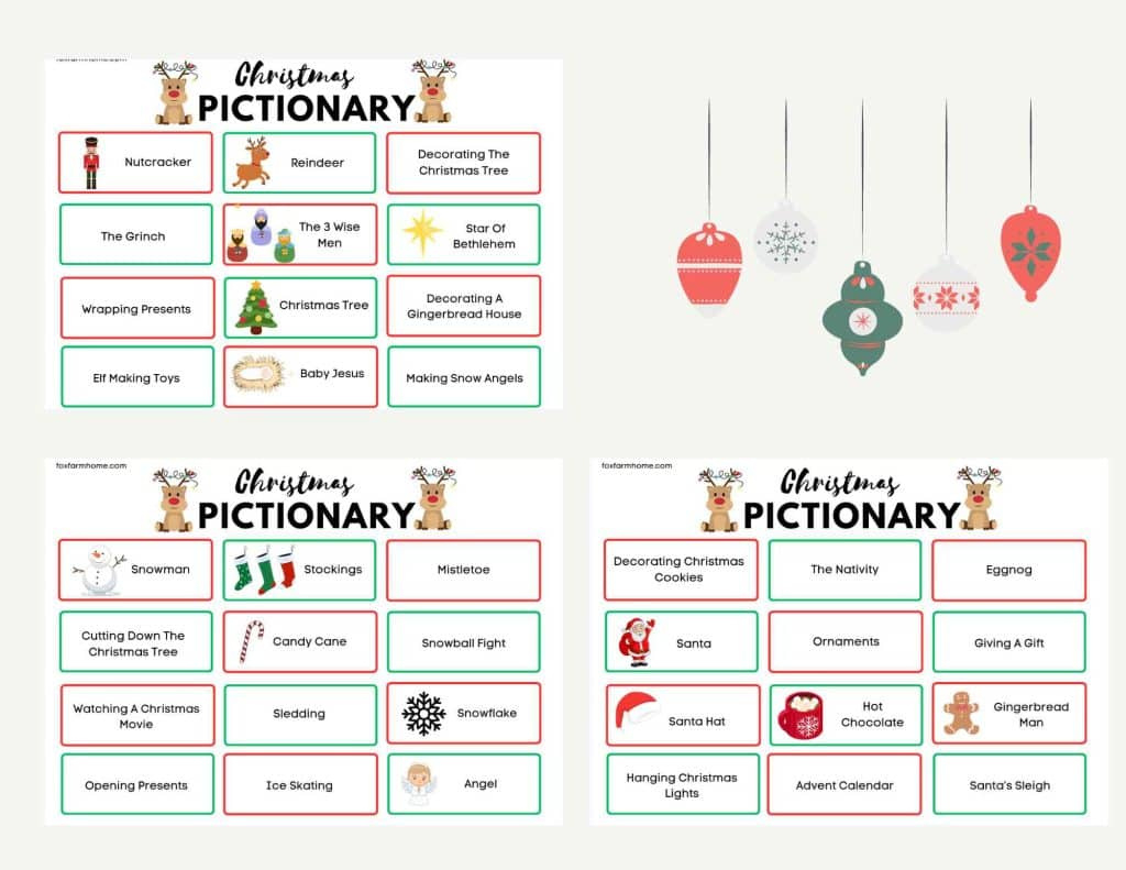 Christmas Pictionary Game For Families-Free Printable - Fox Farm Home within Free Printable Christmas Pictionary Game