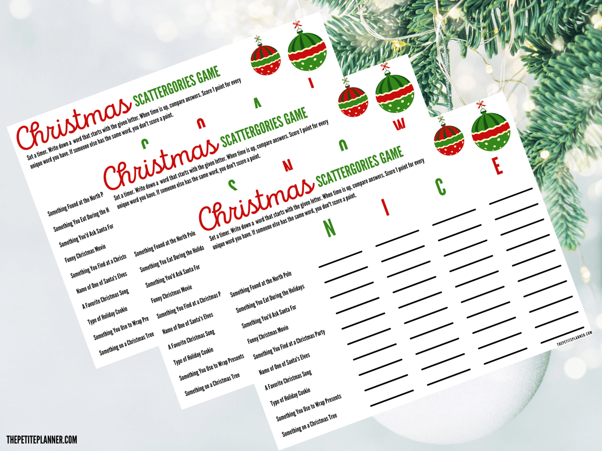 Christmas Scattergories Game Printable (Free!) in Free Printable Christmas Scattergories Lists