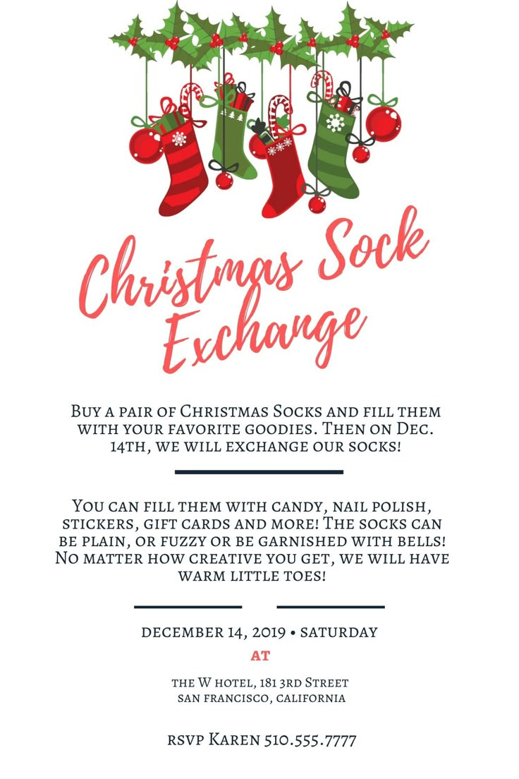 Christmas Sock Exchange Invitation - Personalized throughout Free Printable Christmas Sock Exchange Invitation