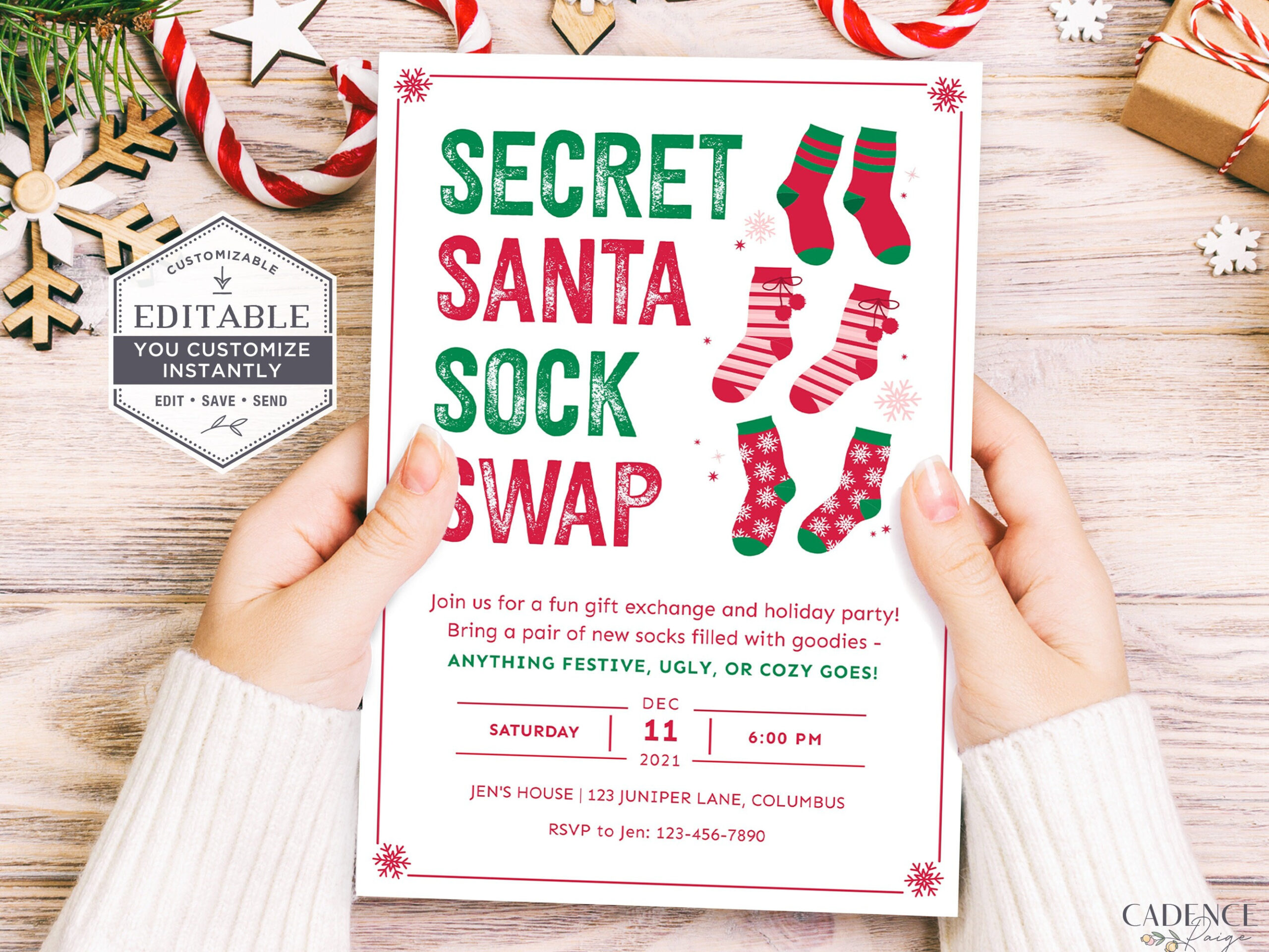 Christmas Sock Exchange Party Invite, Holiday Sock Swap Party within Free Printable Christmas Sock Exchange Invitation