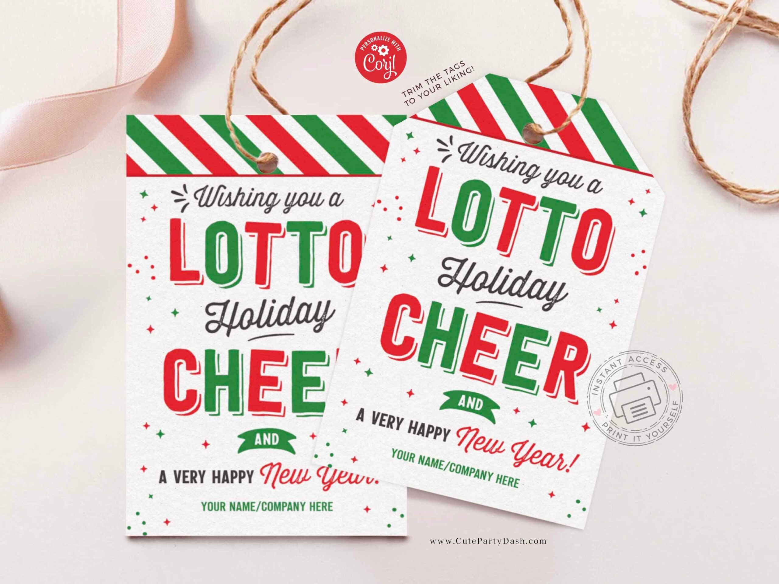 Christmas Wishing You A Lotto Holiday Cheer Gift Tag, Appreciation regarding Wishing You a Lotto Holiday Cheer Free Printable