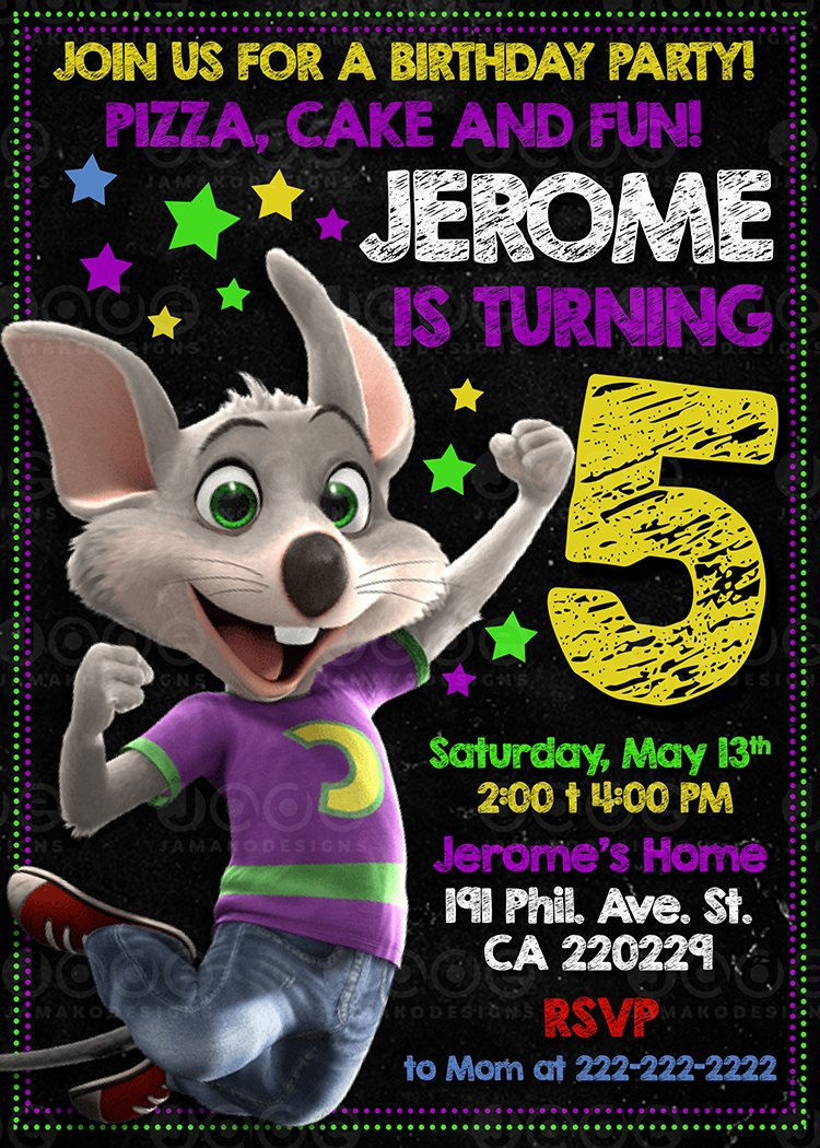 Chuck E Cheese Birthday Invitation Personalized And Printable throughout Free Chuck E Cheese Printable Invitations