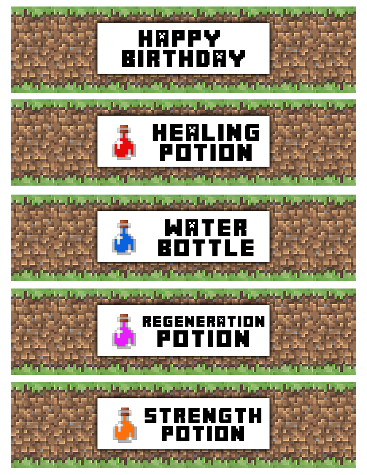 Clip Art &amp;amp; Party Printables - Web Digital Papers: Free Printable in Free Printable Minecraft Water Bottle Labels