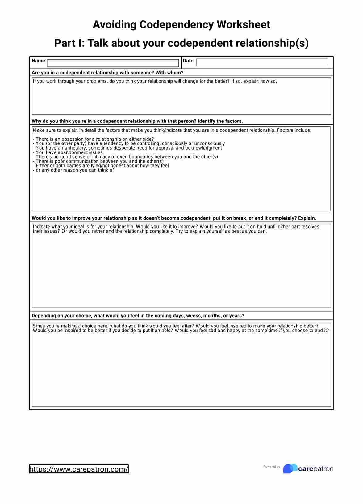 Codependency Worksheets &amp; Example | Free Pdf Download within Free Printable Codependency Worksheets