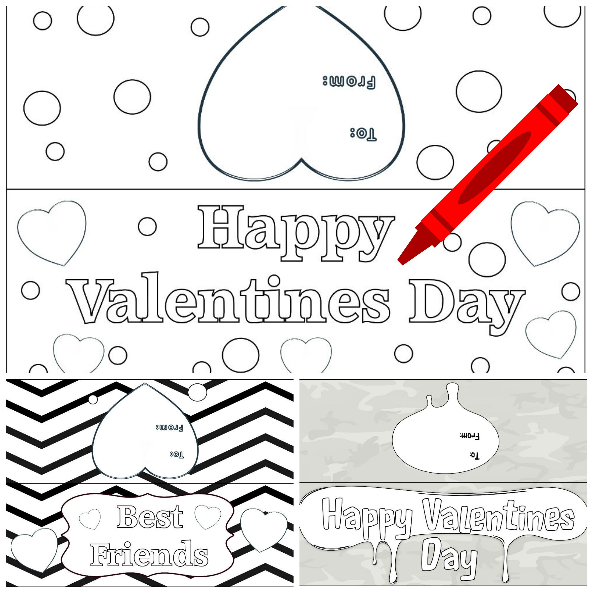 Color Your Own Printable Valentine&amp;#039;S Day Goody Bag Toppers intended for Free Printable Valentine Treat Bag Toppers