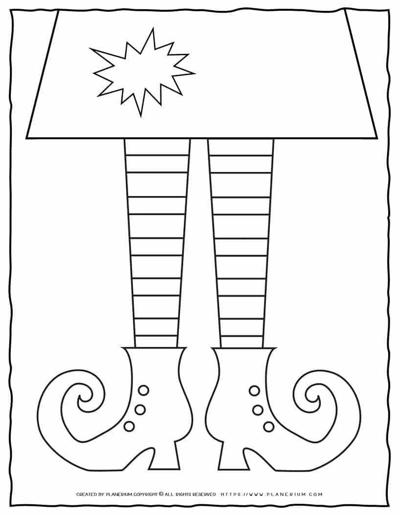 Coloring Page - Witch Legs | Planerium with Free Printable Witch Shoe Template