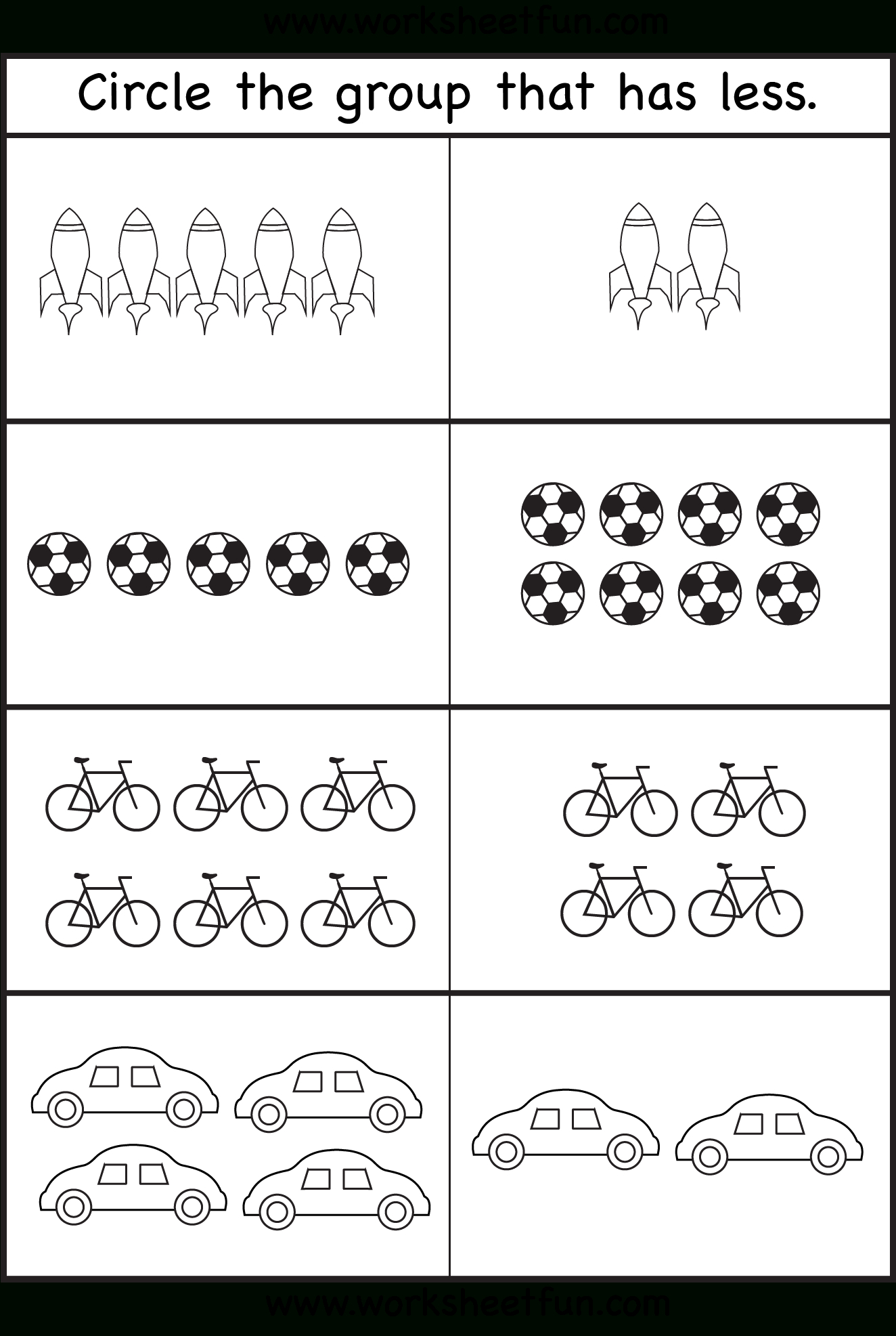 Comparison Worksheets – More Or Less – 2 Worksheets / Free throughout Group Circle Worksheet Printable