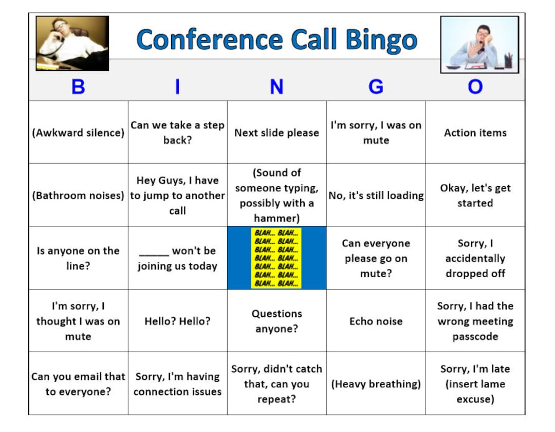 Conference Call Bingo Game-Hilarious Game For Your Business Event with Conference Call Bingo Cards