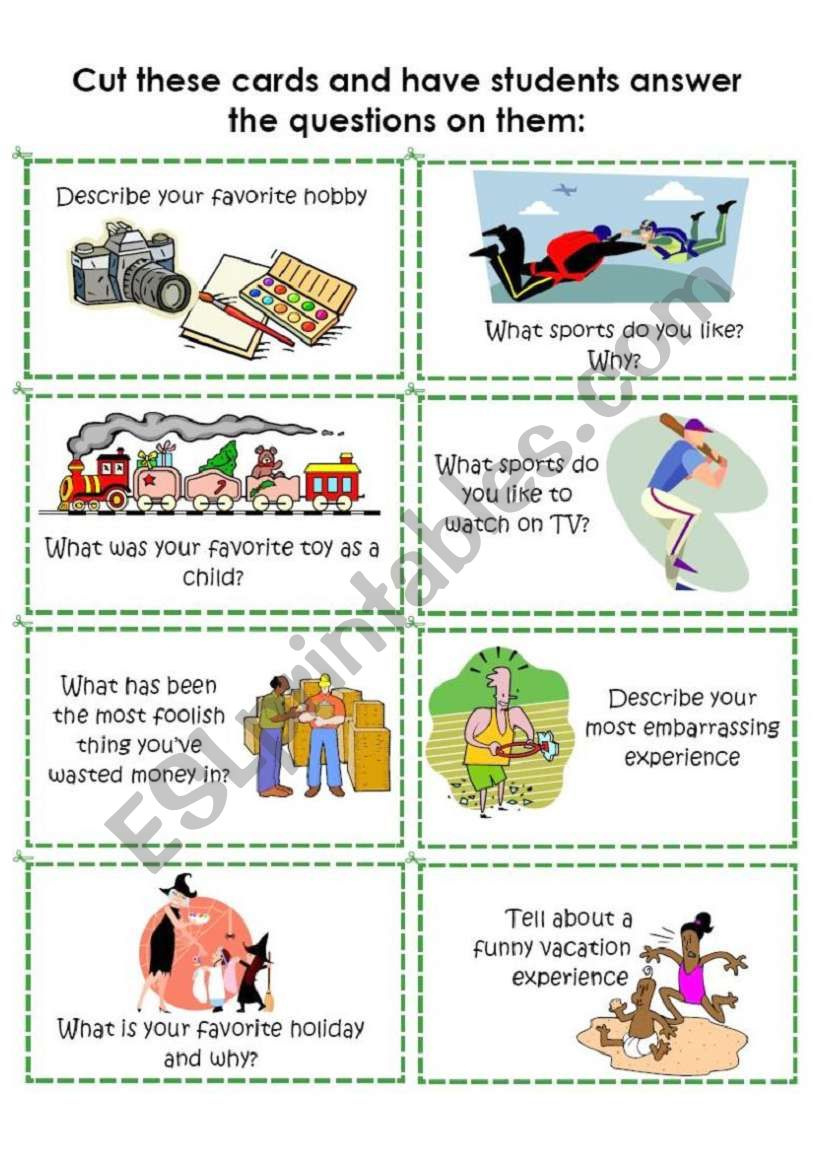 Conversation Cards 1 Of 8 - Esl Worksheetichacantero regarding Speaking Worksheets Printable For Kids