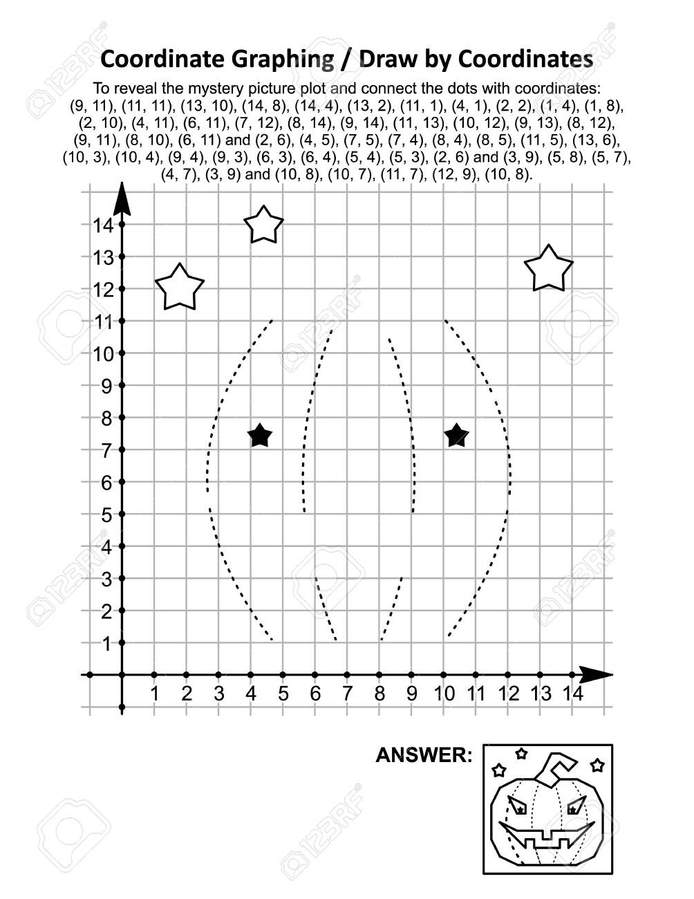 Coordinate Graphing, Or Drawcoordinates, Math Worksheet With inside Free Printable Coordinate Graphing Pictures Worksheets Halloween