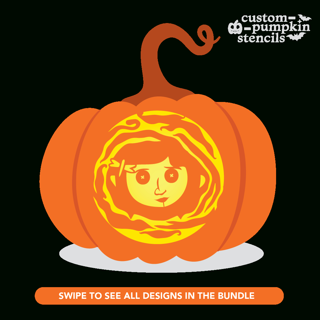 Coraline Pumpkin Carving Stencil intended for Free Printable Coraline Pumpkin Stencil