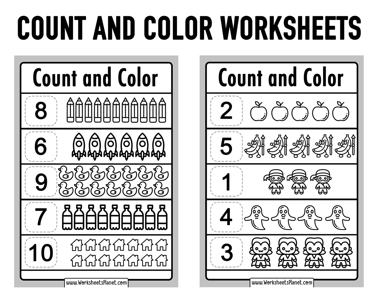 Count And Color Worksheets | Printable Pdf in Count And Color Worksheet Printable