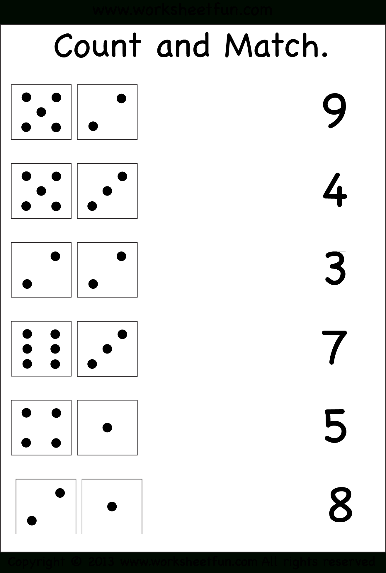 Count And Match – Two Worksheets / Free Printable Worksheets inside Number Match Worksheet Printable