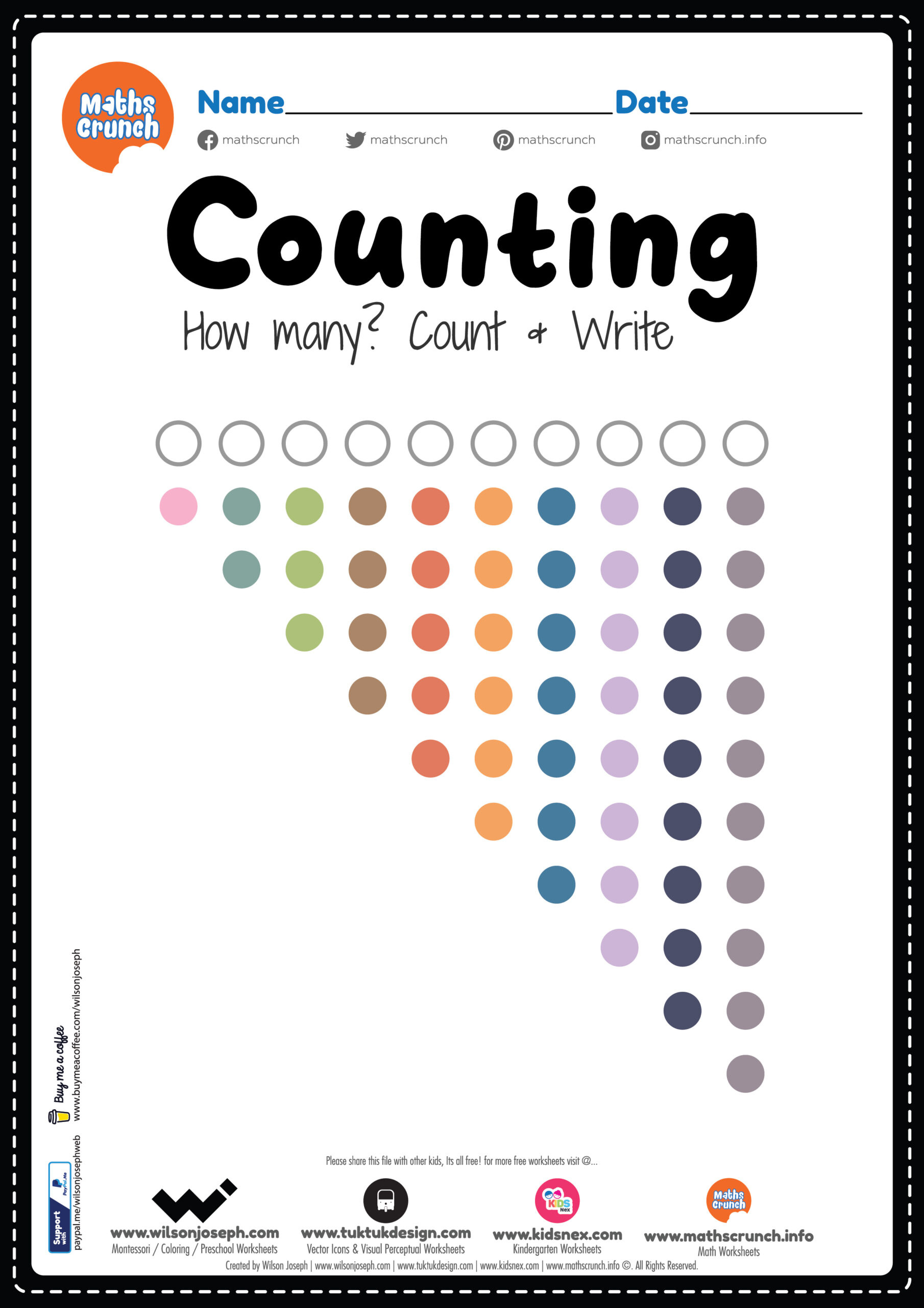 Counting Worksheet For Montessori - Free Printable Pdf For Kids with Montessori Worksheet Free Printable