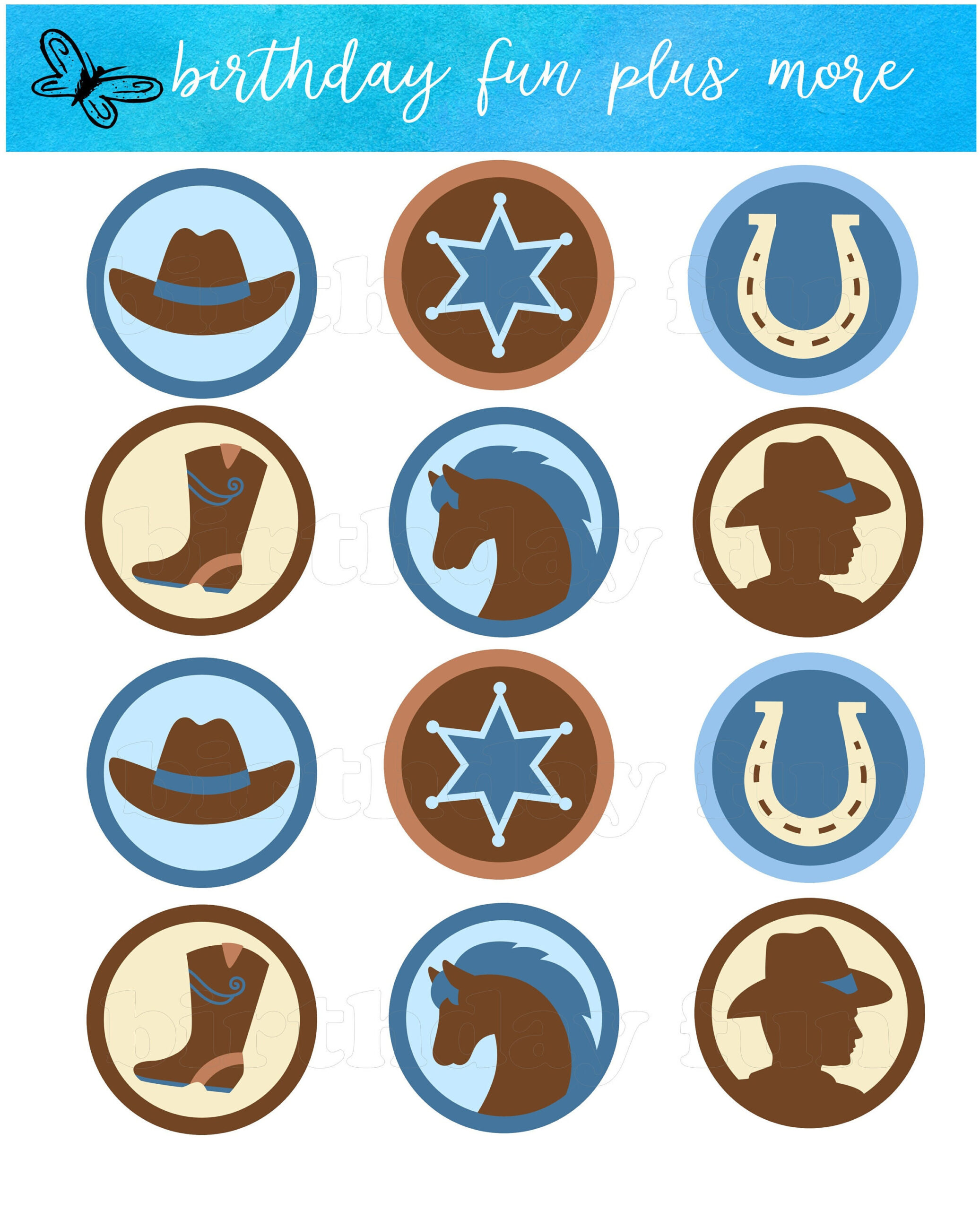 Cowboy Cupcake Toppers Printable Digital Cowboy Rounds Download Printable Cowboy Theme Cowboy Baby Shower Birthday Party with Cowboy Cake Topper Printable