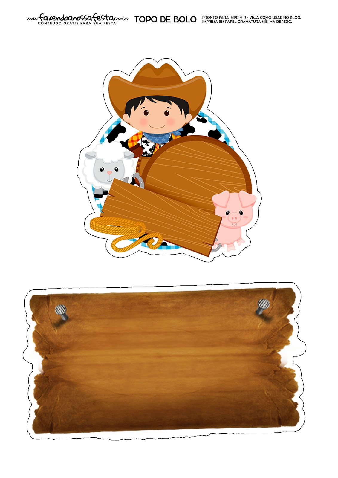 Cowboy: Free Printable Cake Toppers. - Oh My Fiesta! In English for Cowboy Cake Topper Printable