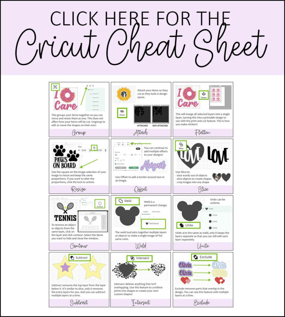 Cricut Cheat Sheet For 12 Popular Design Space Tasks! intended for Beginner Free Printable Cricut Cheat Sheets