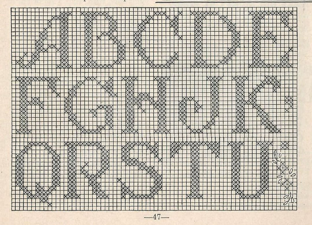 Crochet Initials In Filet Crochet Pattern 5009 Taken From A 1950S in Filet Crochet Free Printable Crochet Alphabet Patterns