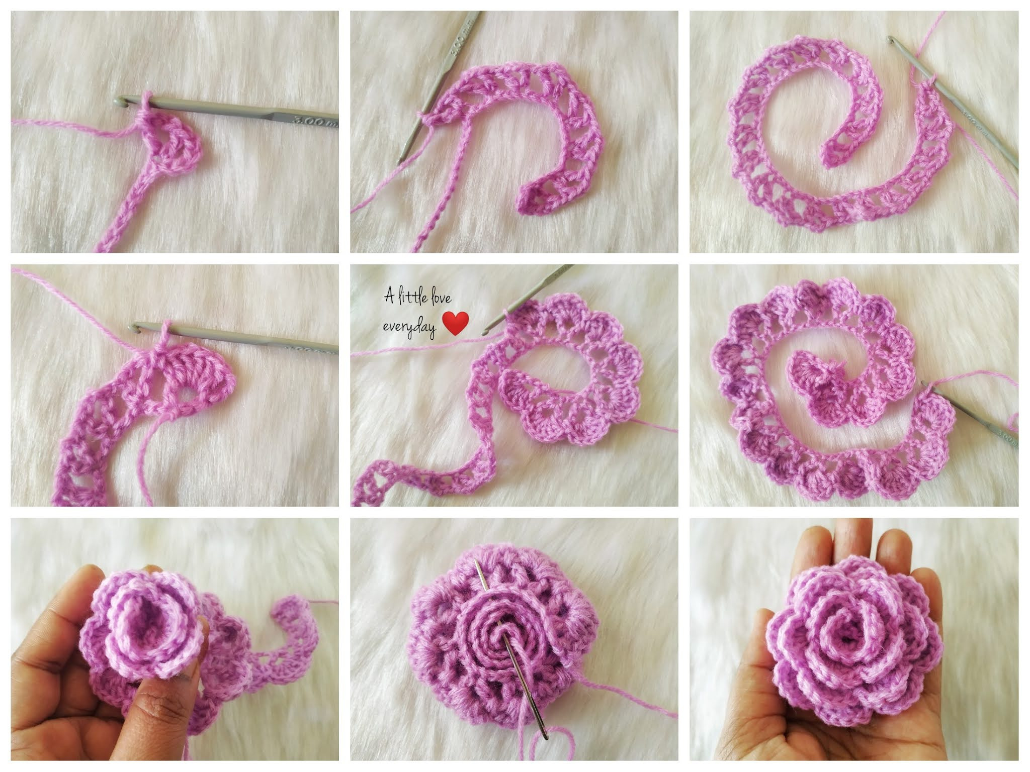 Crochet Rose Free Pattern - A Little Love Everyday! inside Free Printable Crochet Rose Pattern