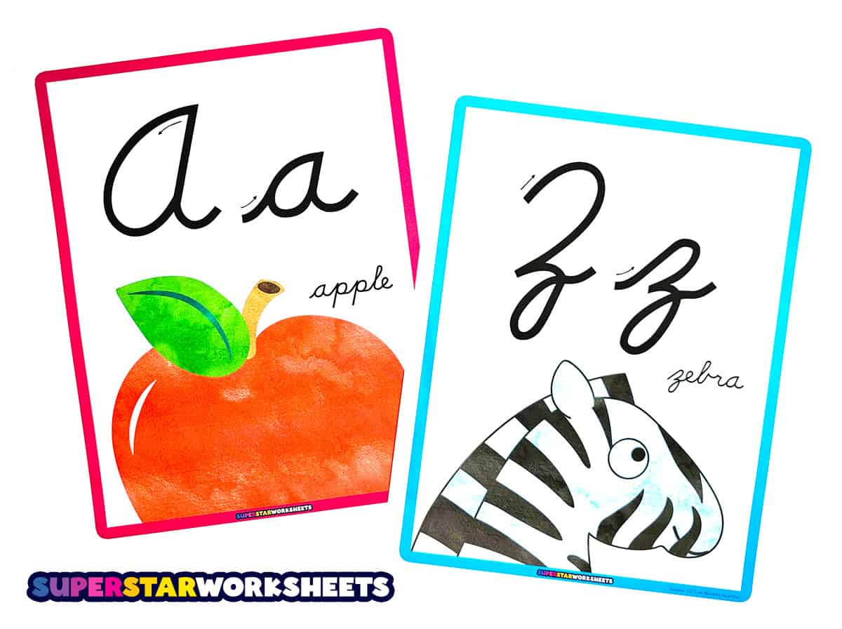 Cursive Alphabet Charts - Superstar Worksheets intended for Printable Cursive Letters For Classroom Display