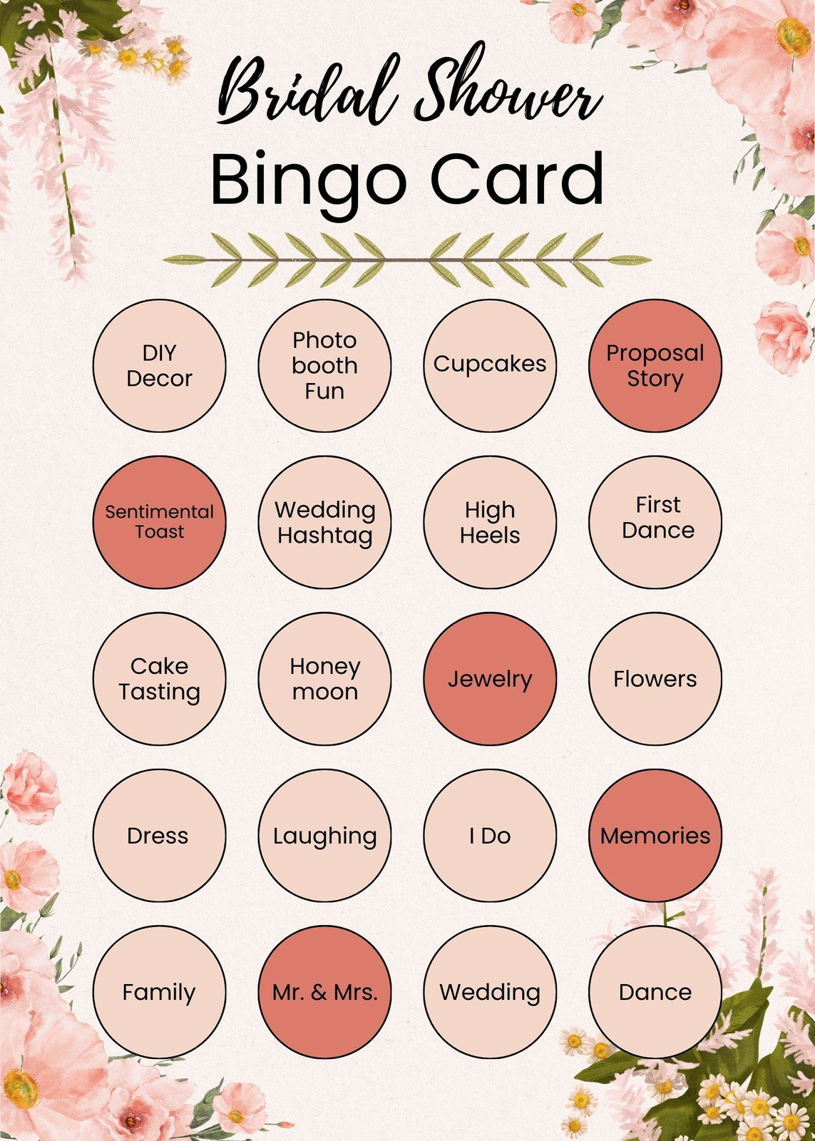 Customize 43+ Bridal Shower Bingo Card Templates Online - Canva inside Free Printable Bridal Shower Bingo Cards