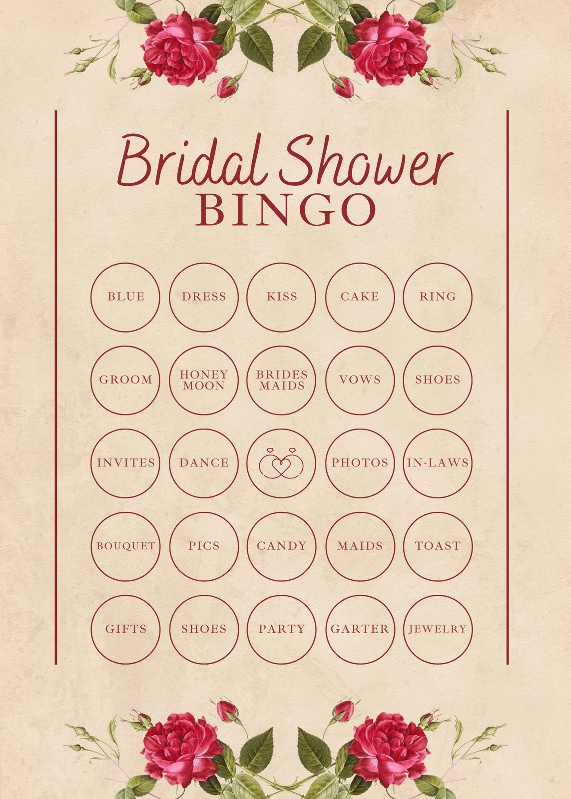 Customize 43+ Bridal Shower Bingo Card Templates Online - Canva with Bridal Shower Bingo Cards Free Printable