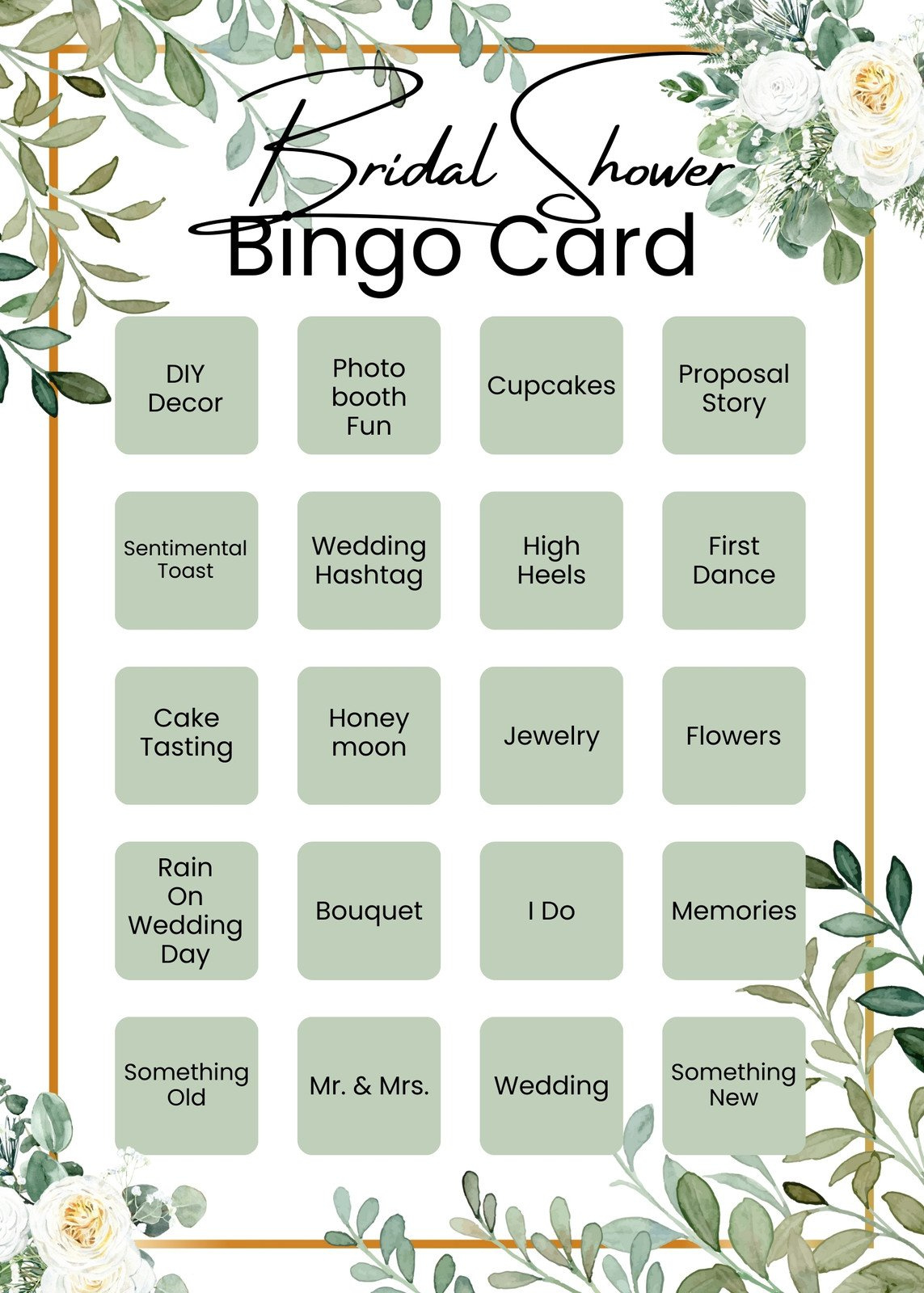 Customize 43+ Bridal Shower Bingo Card Templates Online - Canva within Bridal Shower Bingo Cards Free Printable