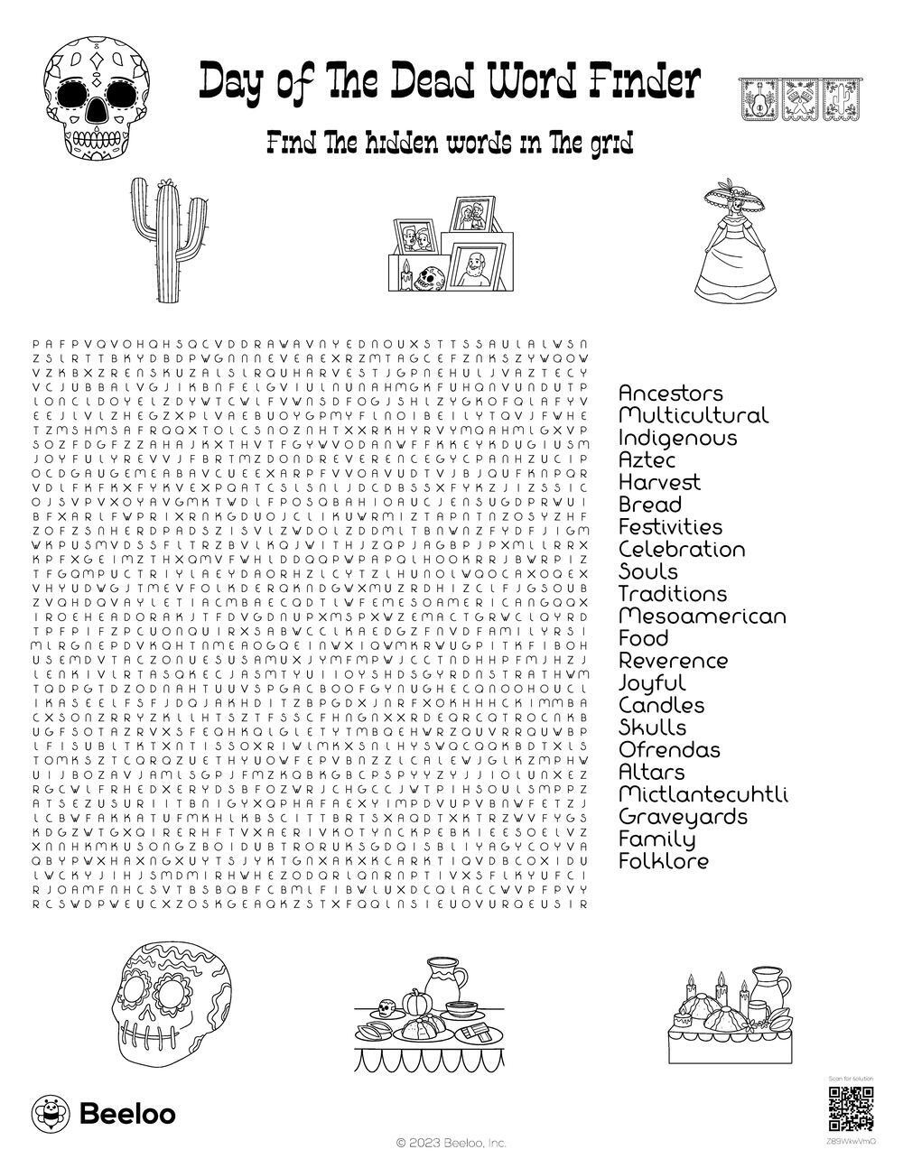 Day Of The Dead Word Finder • Beeloo Printable Crafts And with Day Of The Dead Word Search Printable