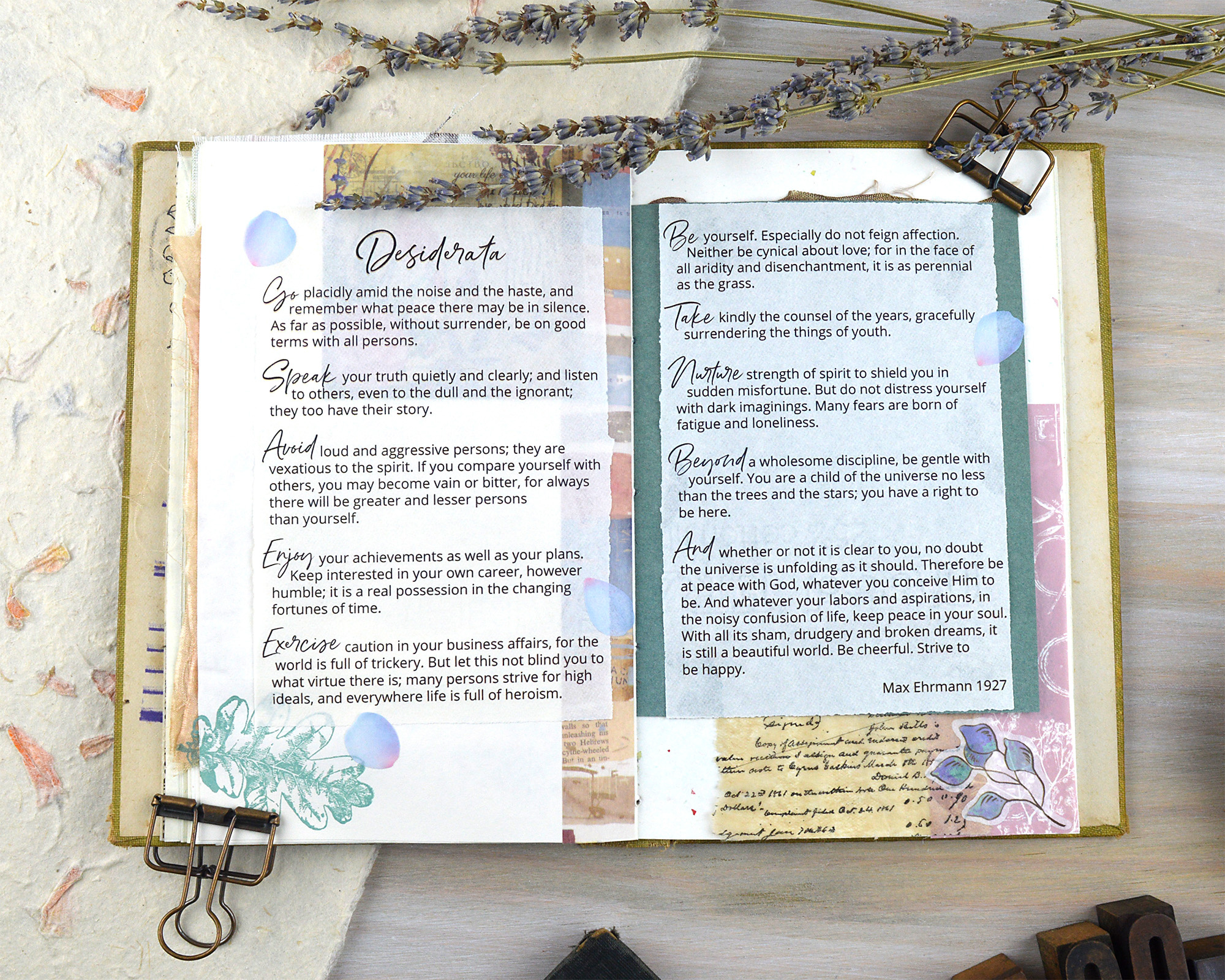 Desiderata - Free Printable Poem For Your Journal Pages inside High Resolution Free Printable Desiderata Poem
