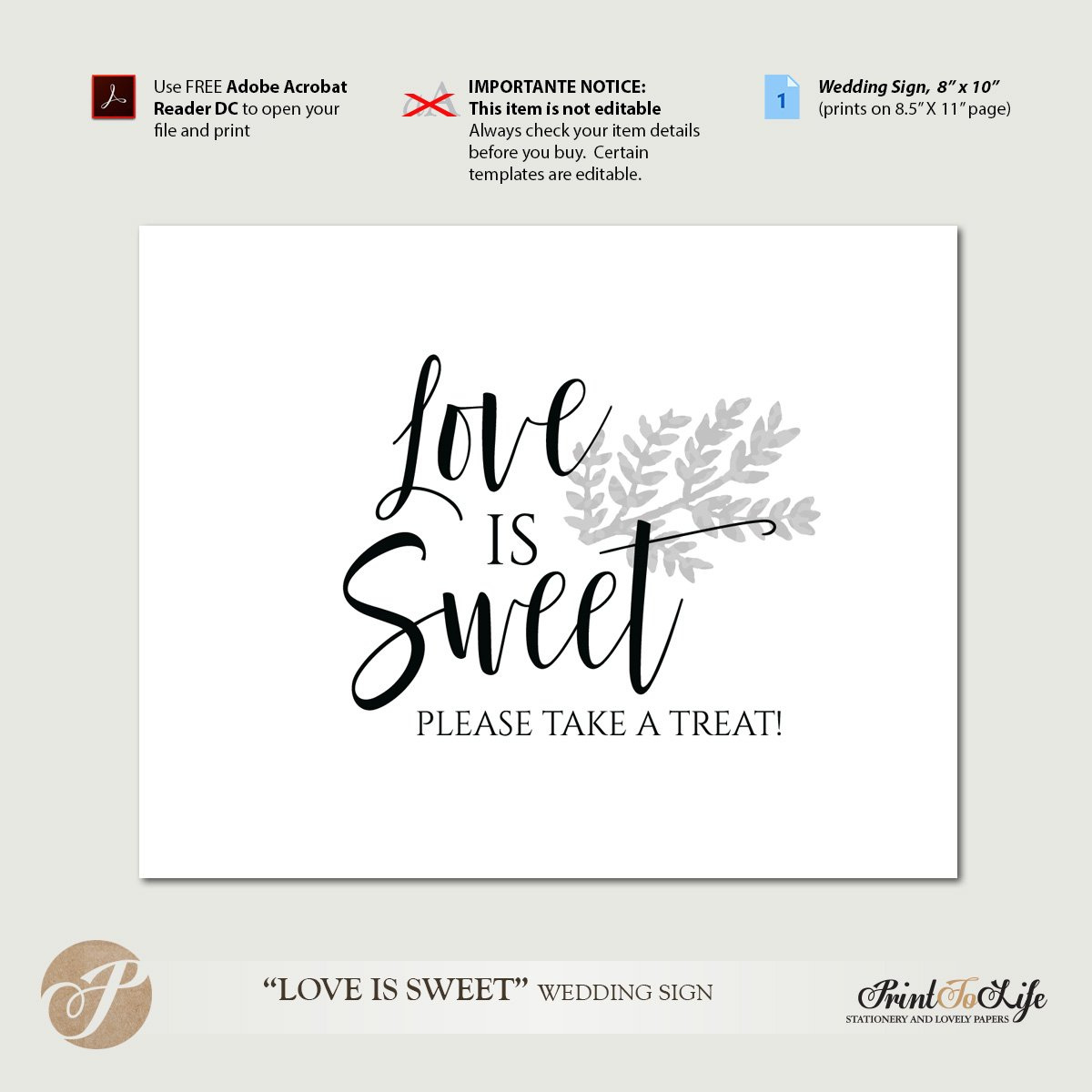 Dessert Table Sign, Love Is Sweet Sign, Take A Treat Sign with Free Printable Dessert Table Signs