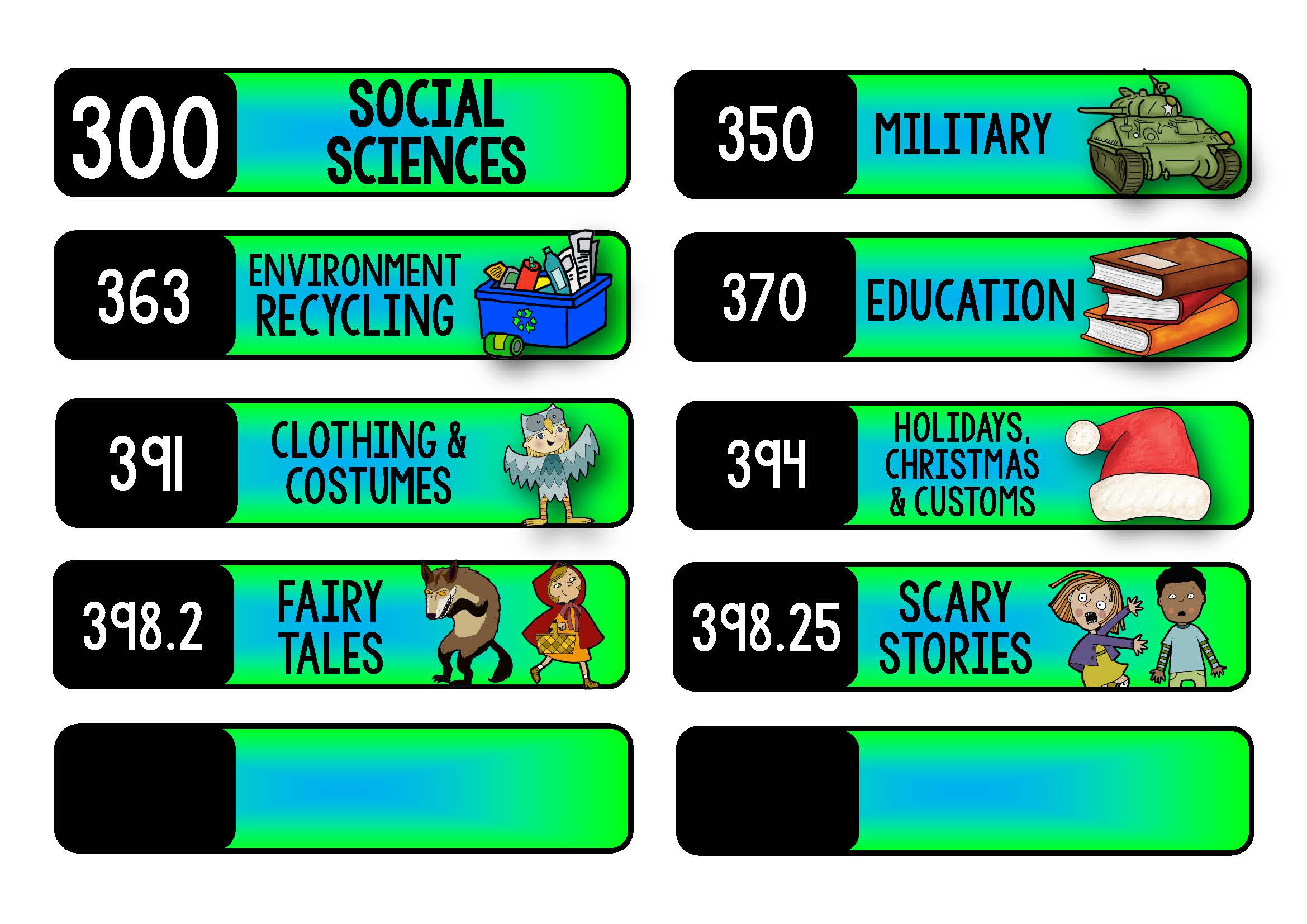 Dewey Decimal System Labels (Mini Shelf Labels) for Free Printable Dewey Decimal Shelf Labels