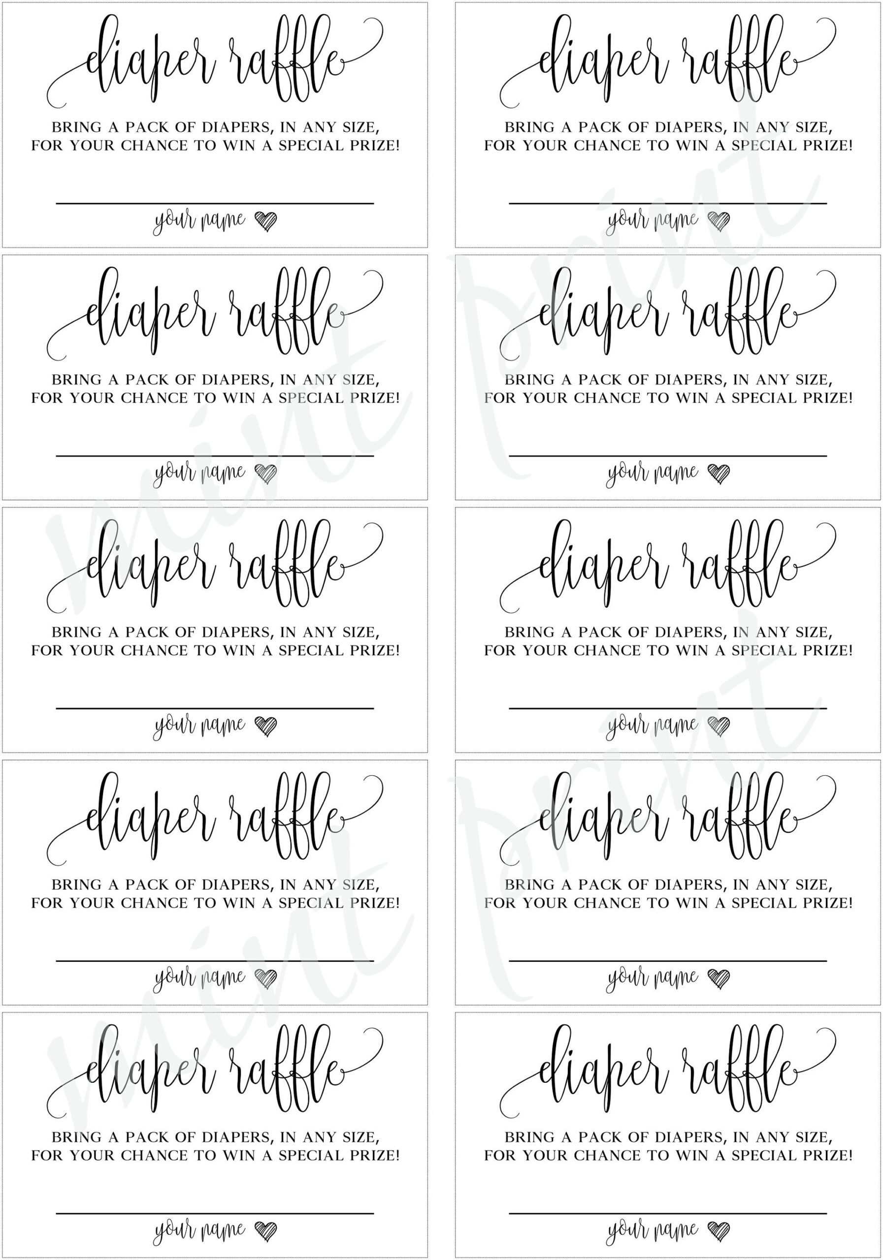 Diaper Raffle Ticket For Baby Shower Invitations, Diaper Raffle with regard to Free Printable Diaper Raffle Ticket Template Download