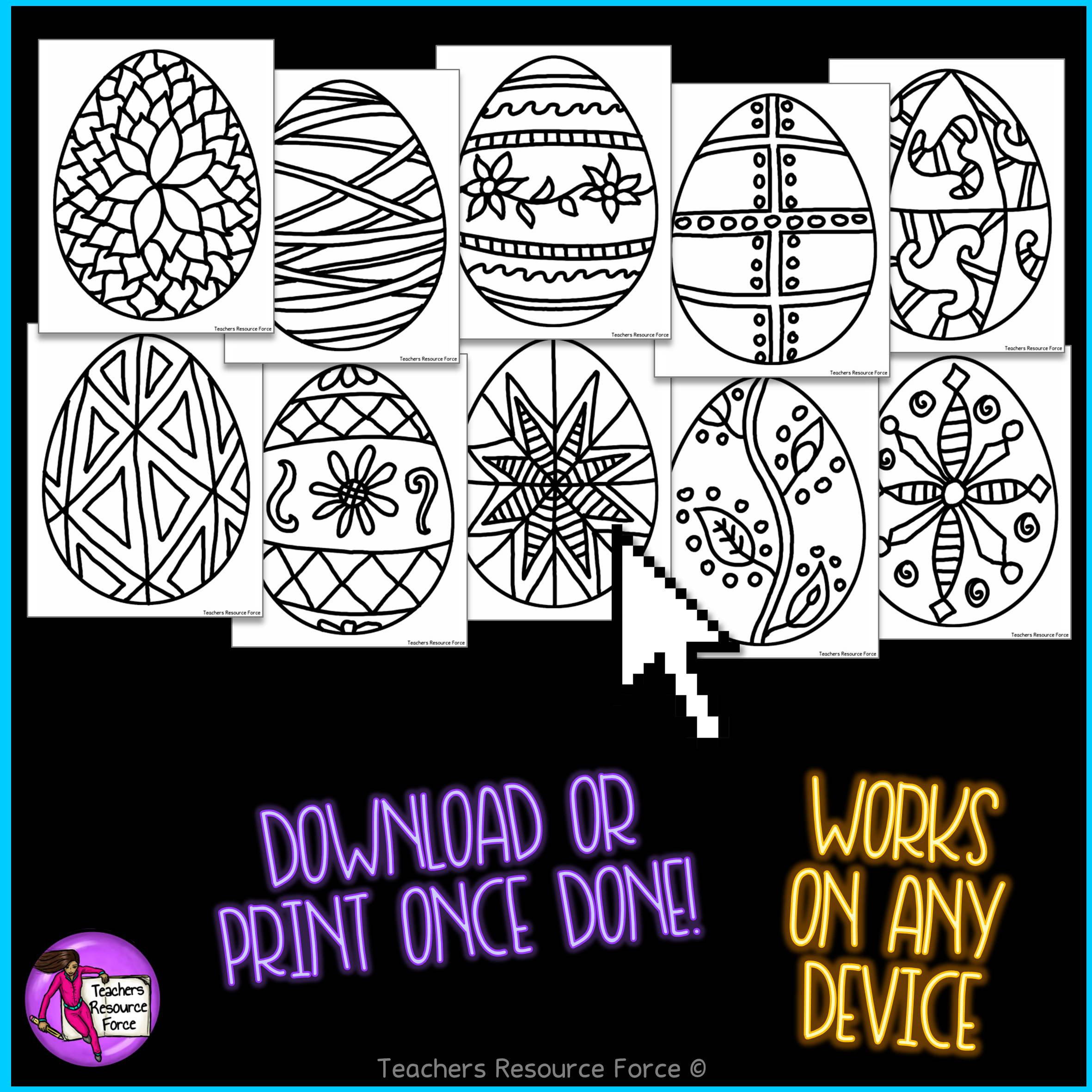 Digital Coloring Pages - Pysanky Easter Eggs in Free Printable Pysanky Patterns