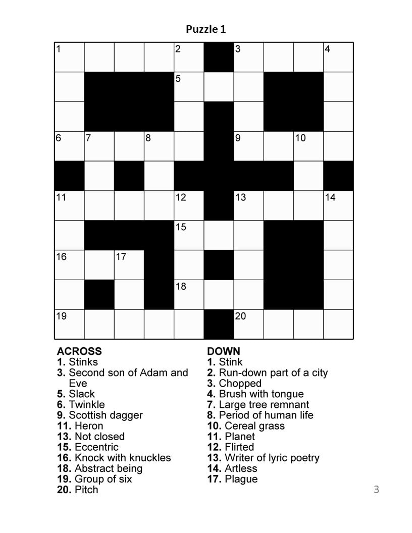 Digital Download 100 Printable Crossword Puzzles For Adults, Fun inside Crossword Easy Printable