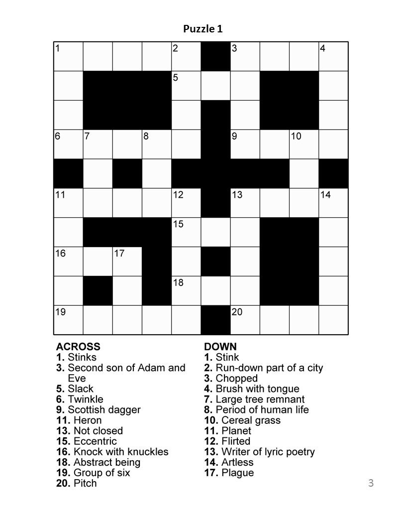 Digital Download 100 Printable Crossword Puzzles For Adults, Fun within Printable Crossword Easy