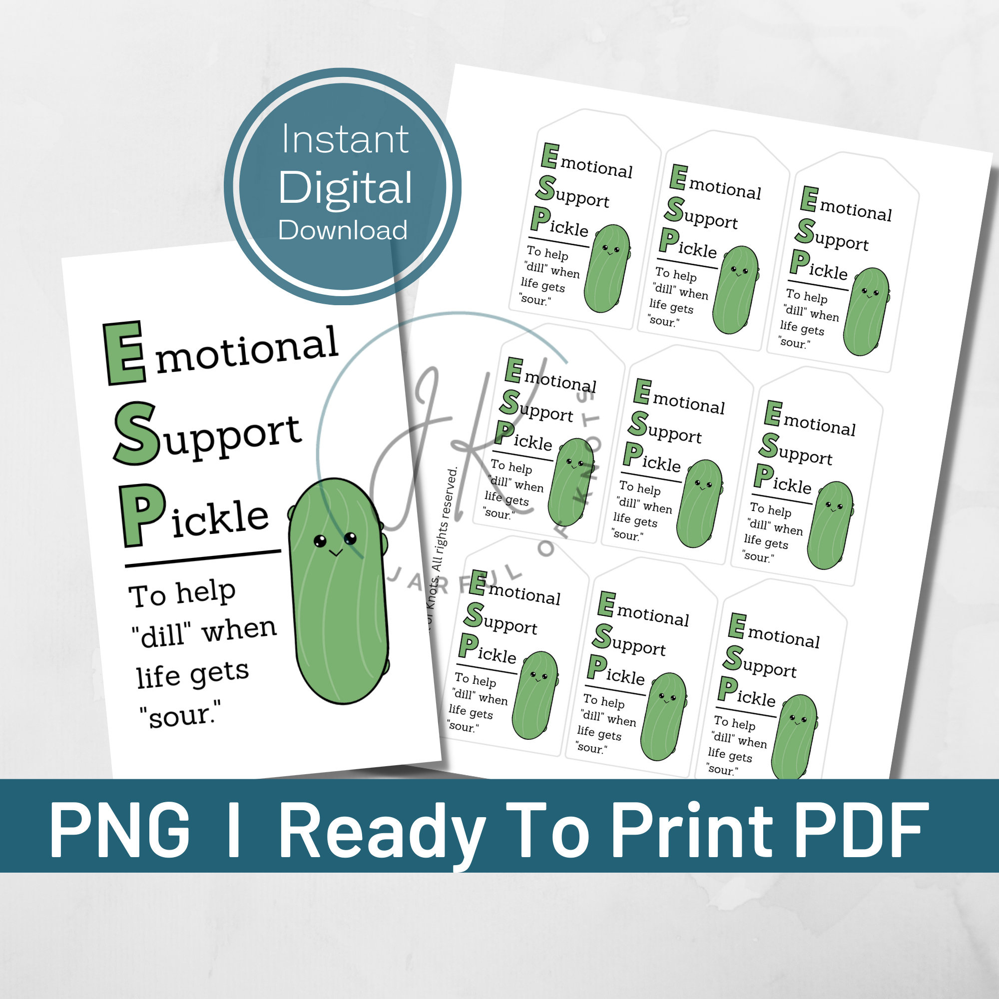 Digital Download, Emotional Support Pickle Printable Tag, Pdf, Png regarding Emotional Support Pickle Tag Free Printable