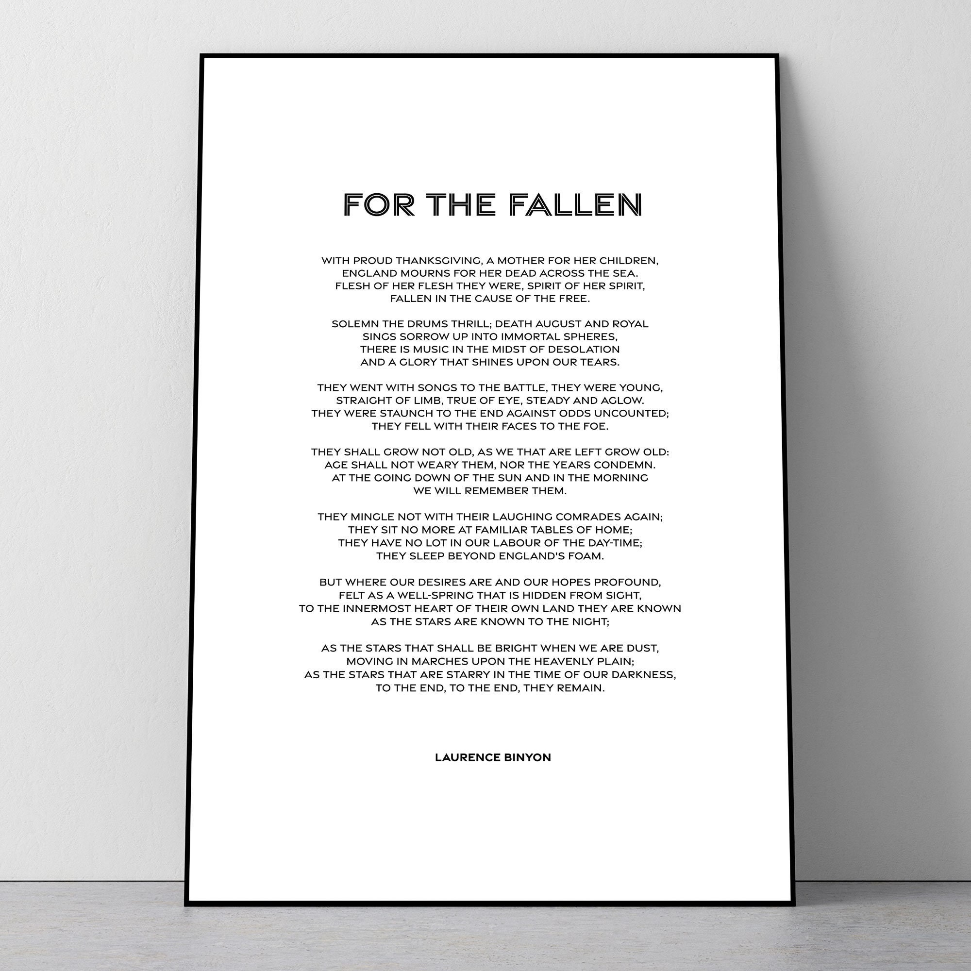 Digital File Poemlaurence Binyon &amp;#039;For The Fallen&amp;#039; At The Going regarding Fallen Soldier Table Poem Printable