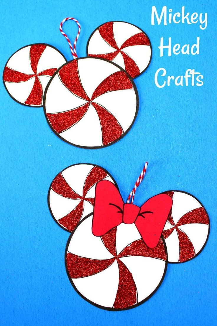 Disney Inspired Free Printable Peppermint Mickey Head Craft for Printable Disney Christmas Decorations