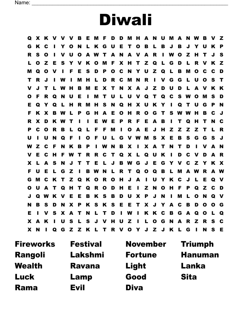 Diwali Word Search - Wordmint in Diwali Word Search Free Printable